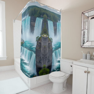 “Cascading Calm – Niagara Falls Bathroom Art” Shower Curtain