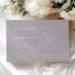 Cascading Dusty Purple Leaves Photo Wedding Guest Book