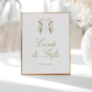 Cascading Floral Monogram Cards & Gifts Sign