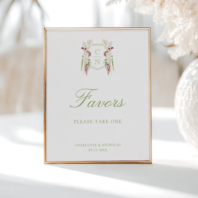 Cascading Floral Monogram Wedding Favours Sign (Creator Uploaded)