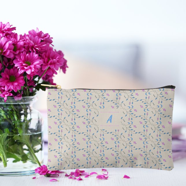 Cascading Flowers Blue and Pink Accessory Pouch (Creator Uploaded)