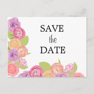 Cascading Flowers Wedding Save the Date Post Card