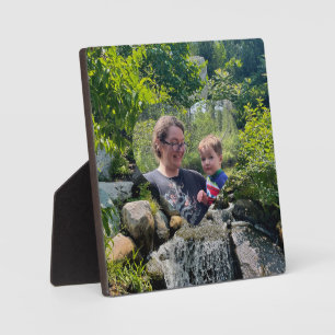 Cascading forest waterfall greenery heart template plaque