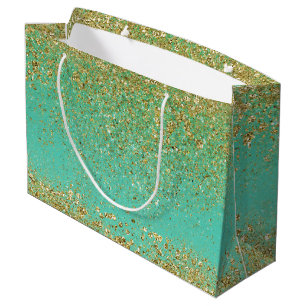 Cascading Gold Glitter Glittery Glam Sparkle Party Large Gift Bag