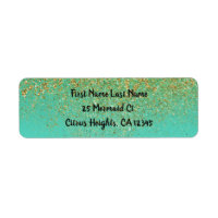 Cascading Gold Glitter & Teal Aqua Glam Trendy