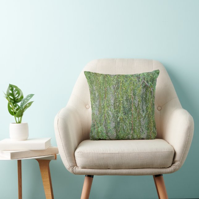 Cascading Juniper Tree Snowy Green Pillow (Chair)