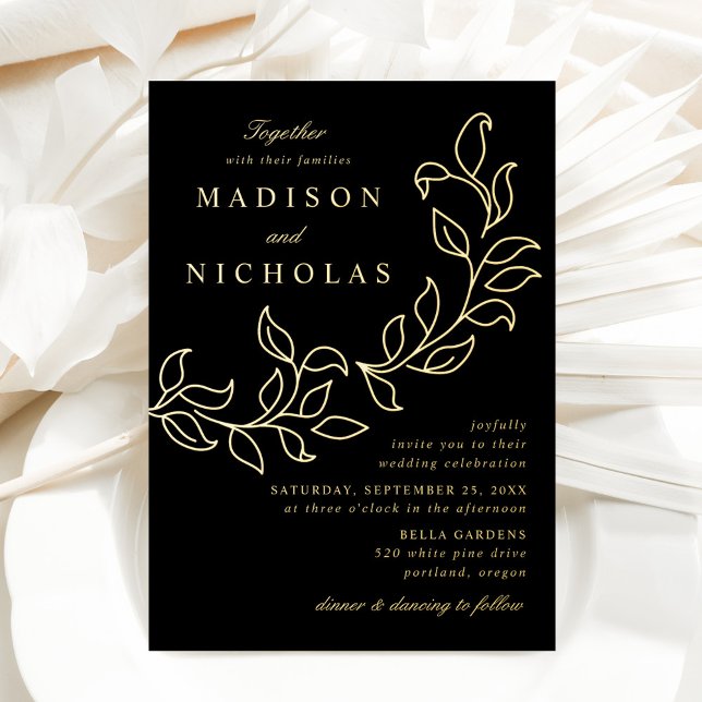 Cascading Leaves Wedding Black and Gold (Creator Uploaded)