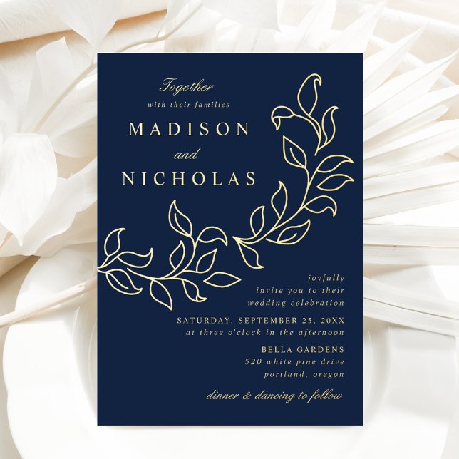 Cascading Leaves Wedding Navy and Gold (Creator Uploaded)