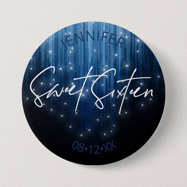 Cascading Lights Sweet 16 Blue ID790 7.5 Cm Round Badge (Front)