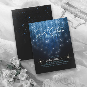 Cascading Lights Sweet 16 Blue ID790 Invitation