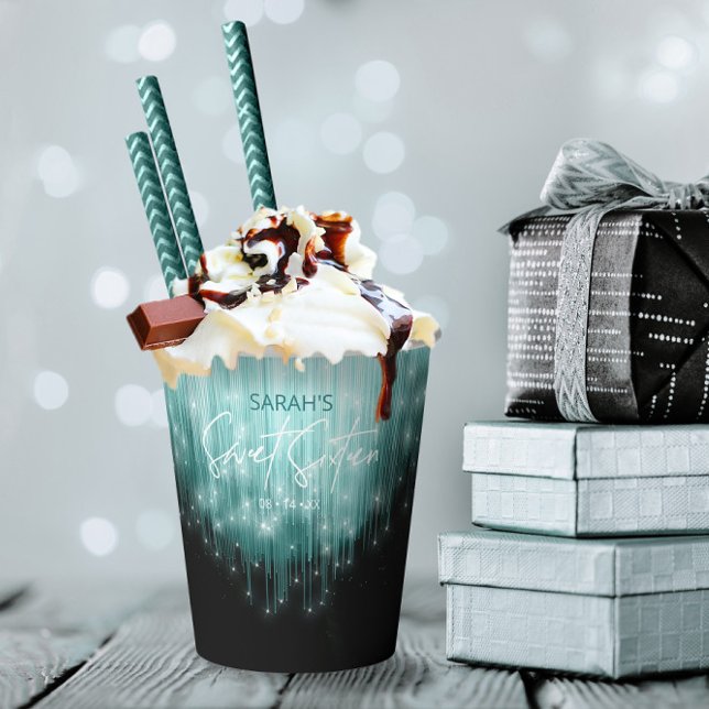 Cascading Lights Sweet 16 Teal ID790 Paper Cups (Creator Uploaded)