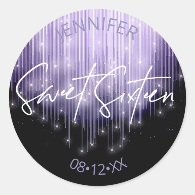 Cascading Lights Sweet 16 Violet ID790 Classic Round Sticker (Front)