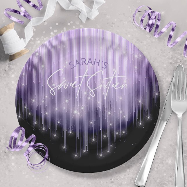 Cascading Lights Sweet 16 Violet ID790 Paper Plate (Creator Uploaded)