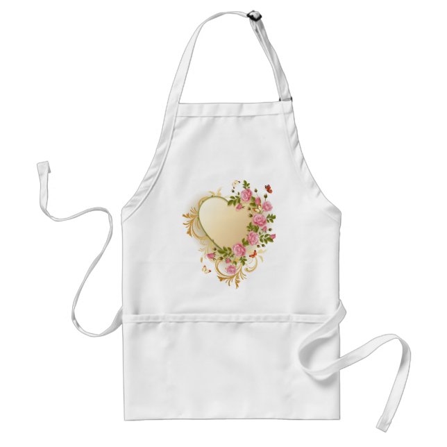 Cascading Roses Gold Heart Standard Apron (Front)