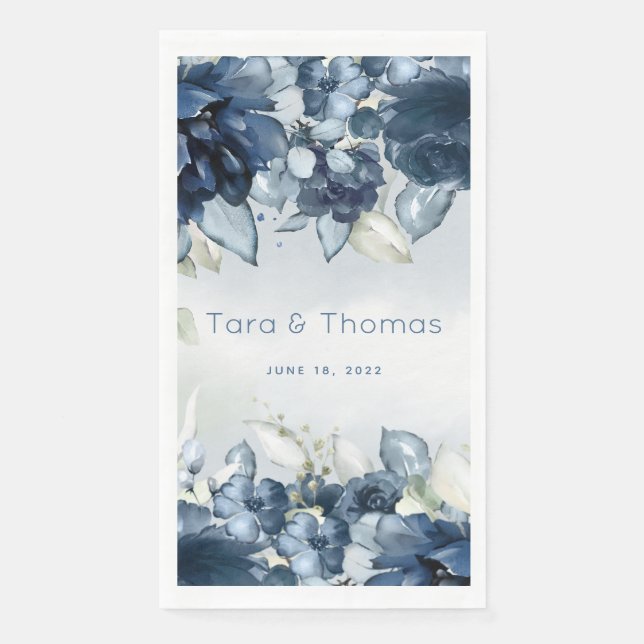 Cascading Roses Wedding 8 Inch Long Dinner Napkin (Front)