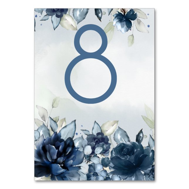 Cascading Roses Wedding Table Number Card (Back)