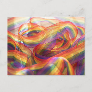 Cascading Sheer Rainbow Ribbon. postcard