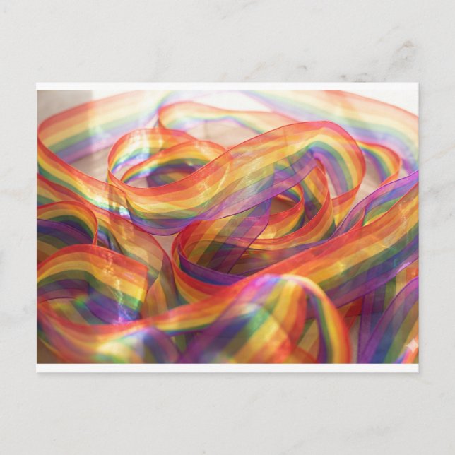 Cascading Sheer Rainbow Ribbon. postcard (Front)