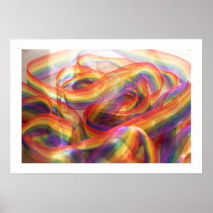 Cascading Sheer Rainbow Ribbon. poster