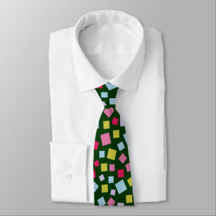 Cascading Squares - Dark Green Tie
