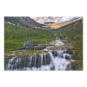 Cascading stream, Glacier National Park, Photo Print