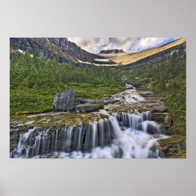 Cascading stream, Glacier National Park, Poster (Front)