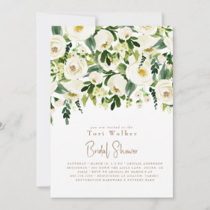 Cascading White Floral Bridal Shower Invitation
