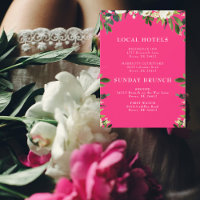 Cascading White Floral Hot Pink Insert