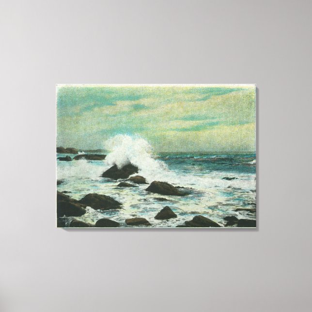 Casco Bay, MaineSurf and Beach Rocks Canvas Print (Front)