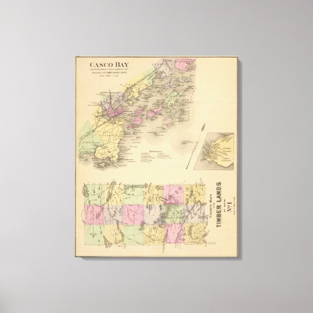 Casco Bay Map Canvas Print (Front)