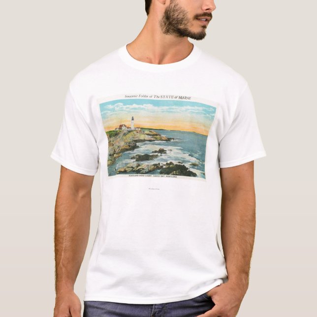 Casco Bay View of the Portland Head Lighthouse T-Shirt (Front)