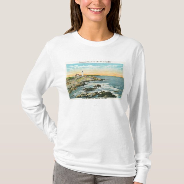 Casco Bay View of the Portland Head Lighthouse T-Shirt (Front)