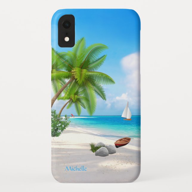 Case: Caribbean Beach w/ Name Case-Mate iPhone Case (Back)