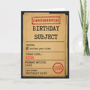 Case File: Birthday Subject Funny Spy Themed Birth Card