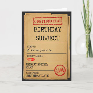 Case File: Birthday Subject Funny Spy Themed Birth Card