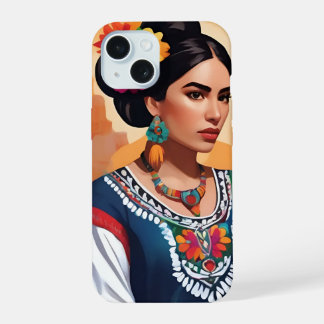 Case for iPhone 15 Mexican woman motif