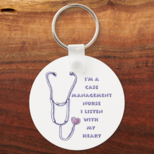 Case Manager Nurse Heart Key Ring