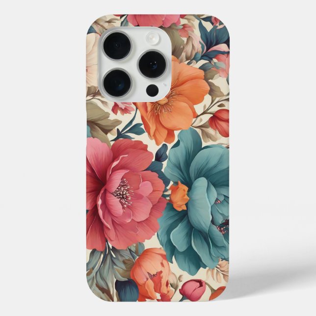 Case-Mate, Apple iPhone 15 Pro, Florals pattern Case-Mate iPhone Case (Back)