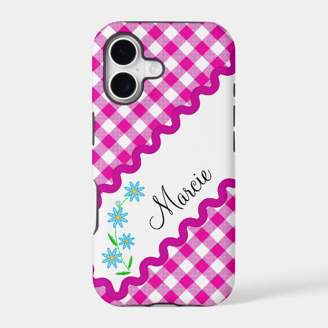 Case-Mate Tough Plus iPhone 7 Case Pink Gingham (Back)