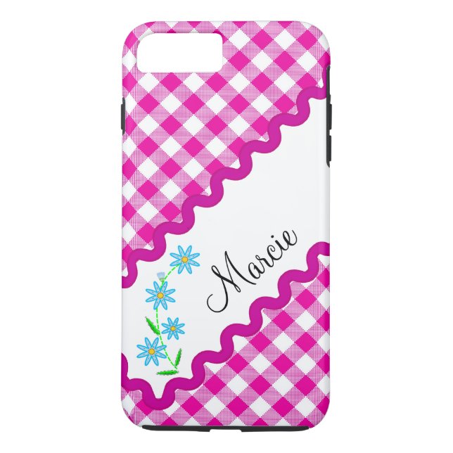 Case-Mate Tough Plus iPhone 7 Case Pink Gingham (Back)
