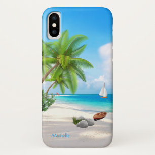Case: Tropical Ocean Beach w/ Name Case-Mate iPhone Case