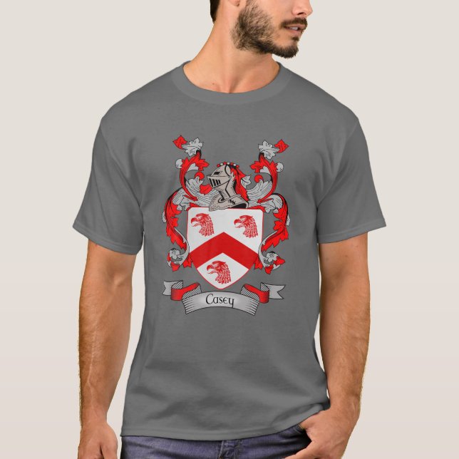 Casey Coat Of Arms | Casey Surname Family Crest T-Shirt (Front)
