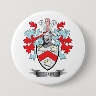 Casey Family Crest and Coat of Arms 7.5 Cm Round Badge