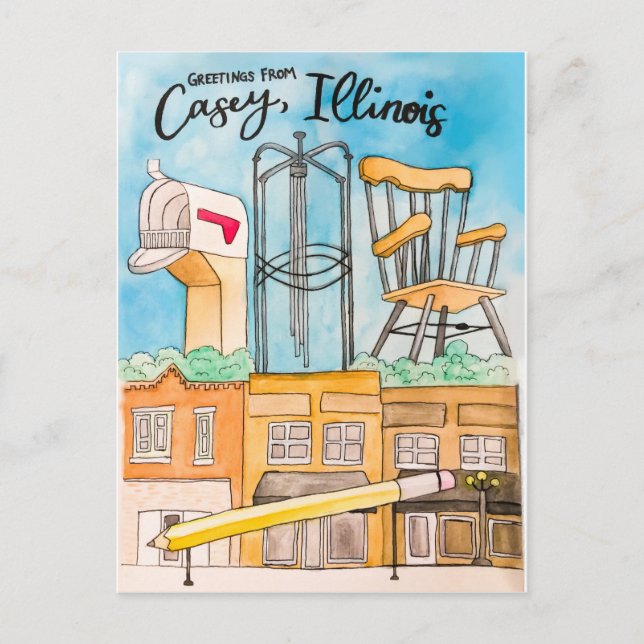 Casey, IL Postcard (Front)