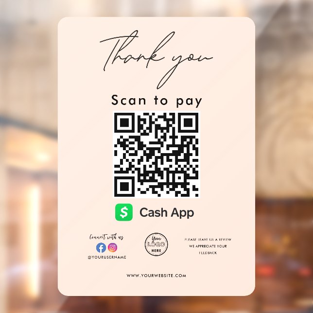 Cash App QR Code Logo Thank you Scan to Pay (Sheet 2)