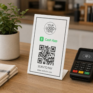Cash App QR Code Payment Add Logo Contactless Pedestal Sign