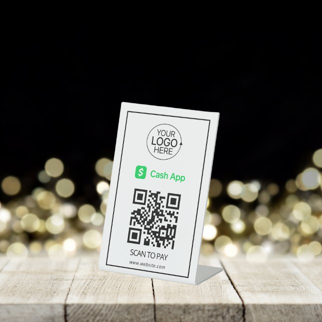 Cash App QR Code Payment Add Logo Contactless  Pedestal Sign (Cash App QR Code Payment Add Logo Contactless Pedestal Sign)