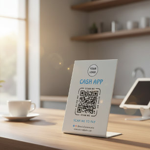 Cash App QR Code Payment Scan to Pay Business Logo Pedestal Sign