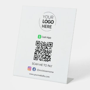 Cash App QR Code Payment Scan to Pay Business Pedestal Sign