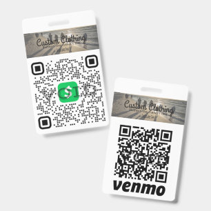 Cash App & Venmo QR Code Company Badge ID Badge